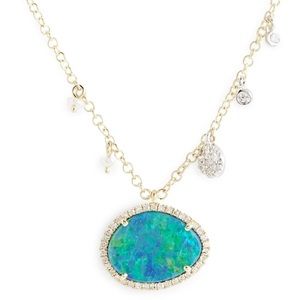 Meira T Stone Pendant Necklace - Blue Opal